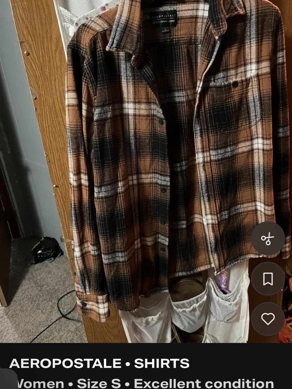 Aeropostale Brown and Black Plaid Button-Down Shirt